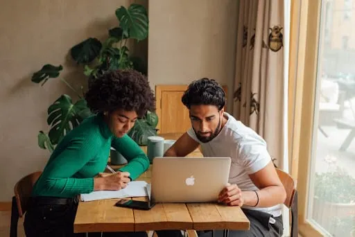 Couple doing finances